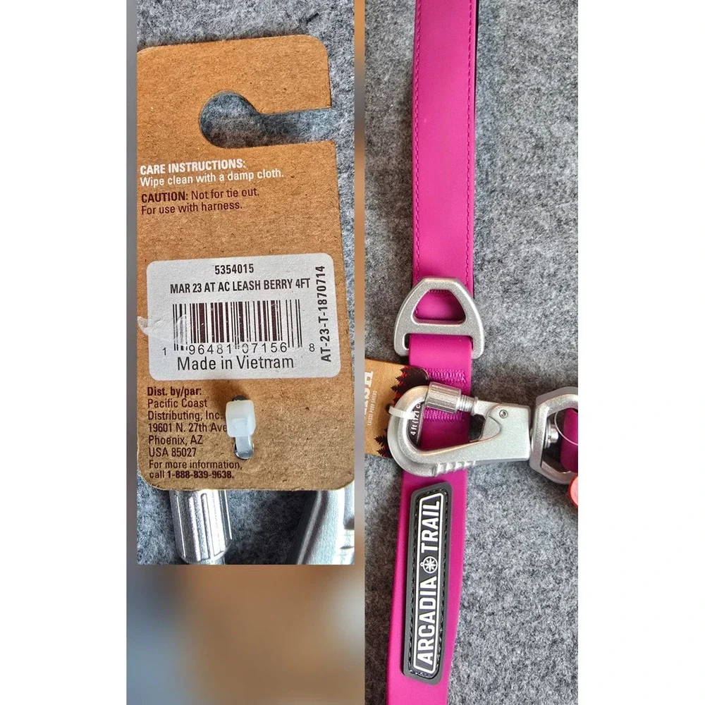 NWT Arcadia Trail Active Comfort Waterproof Dog Leash 4 ft in pink